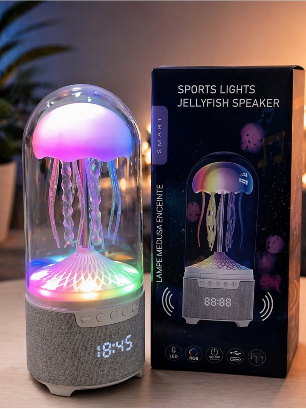Moving Jellyfish Bluetooth Speaker LED Color Changing Lamp - Multicolor
